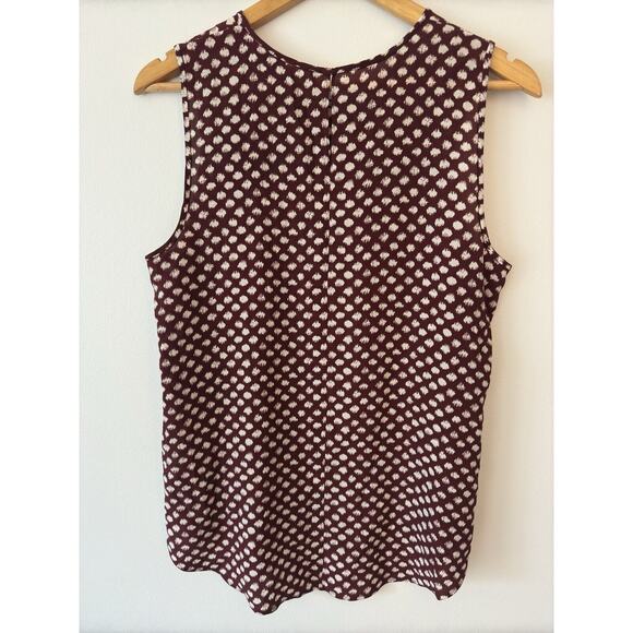 Theory Silk Bringam Painter Dot Sleeveless Shell Top Brown M - Picture 3 of 4